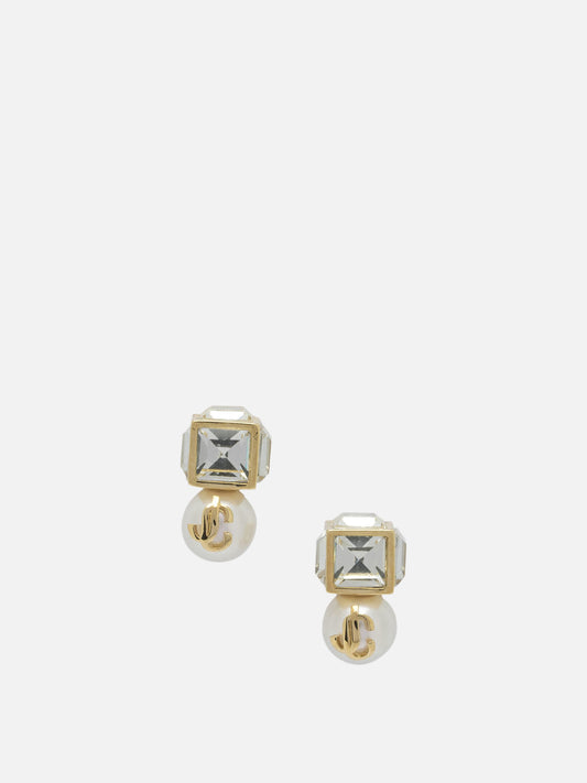 Jimmy Choo "JC Pearl Cube" Earrings Gold

