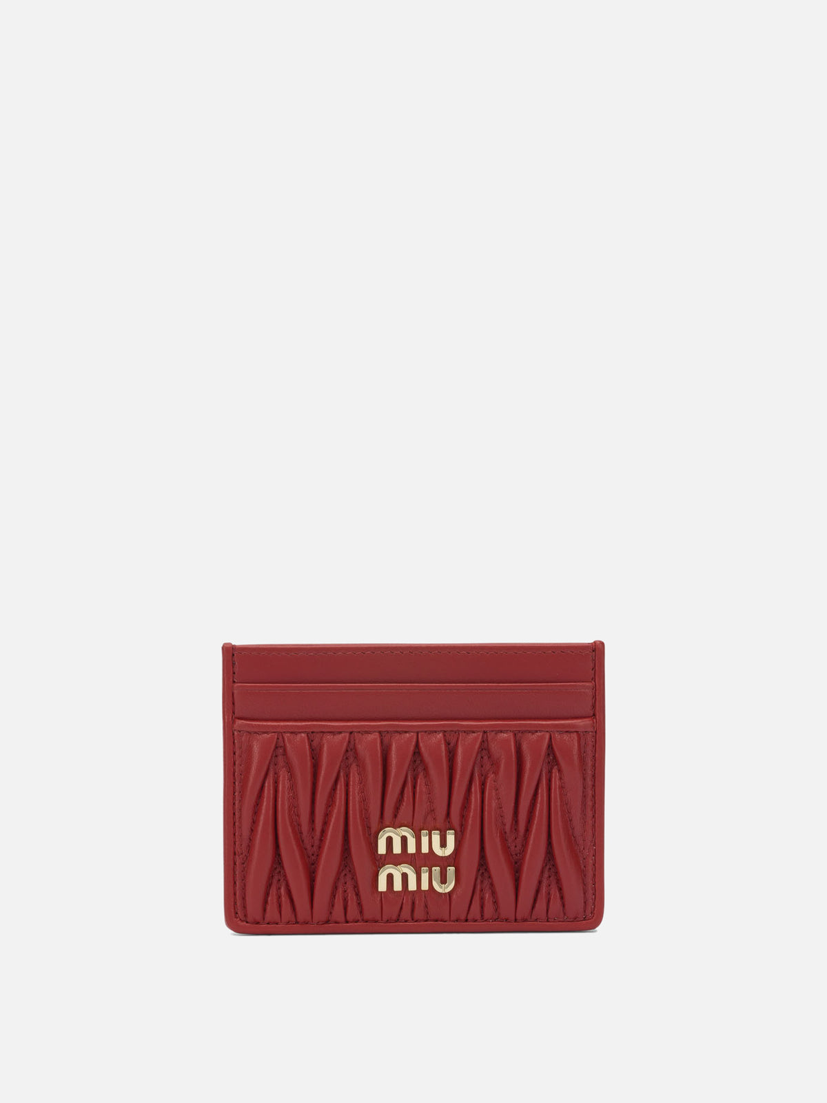 Miu Miu Matelassé nappa leather card holders Red