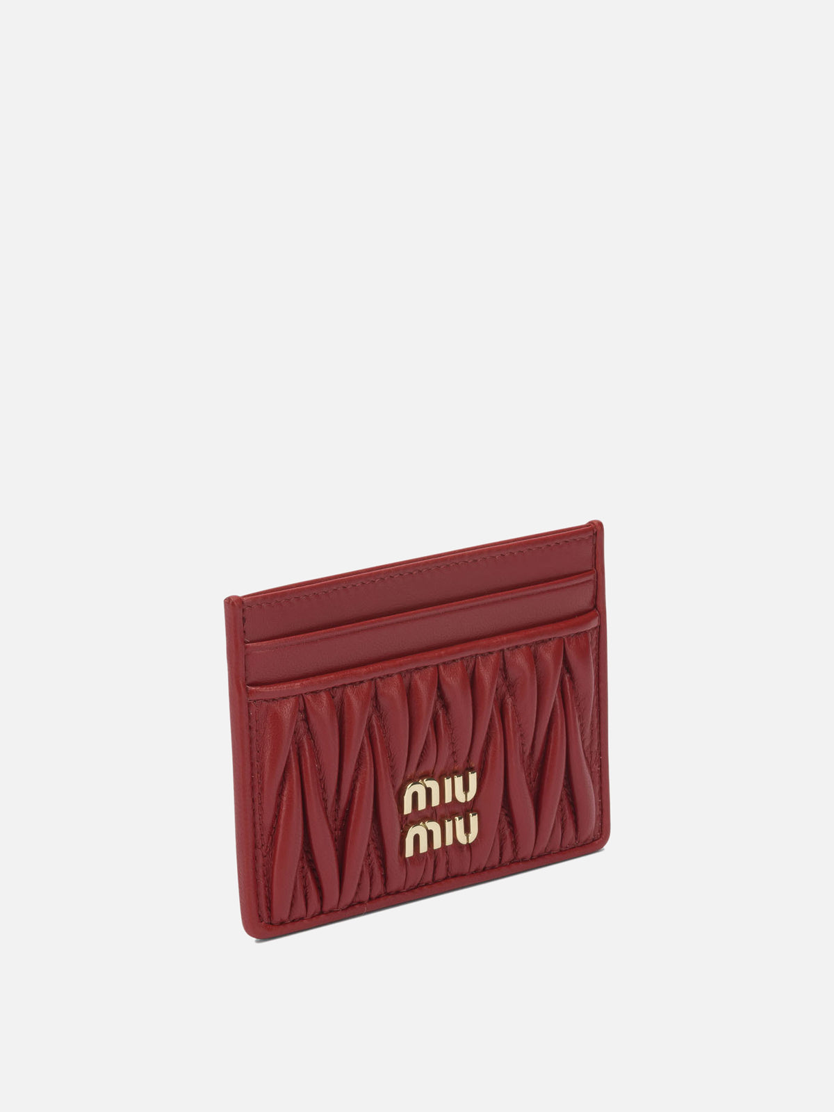Miu Miu Matelassé nappa leather card holders Red