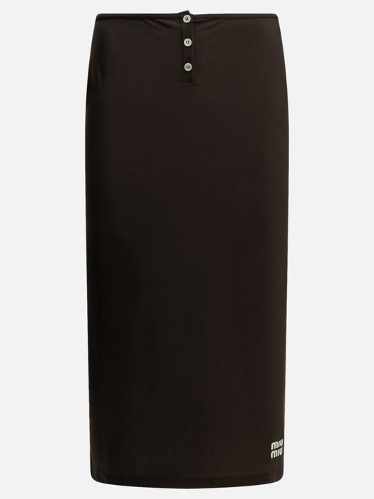Miu Miu Midi skirt with logo Brown

