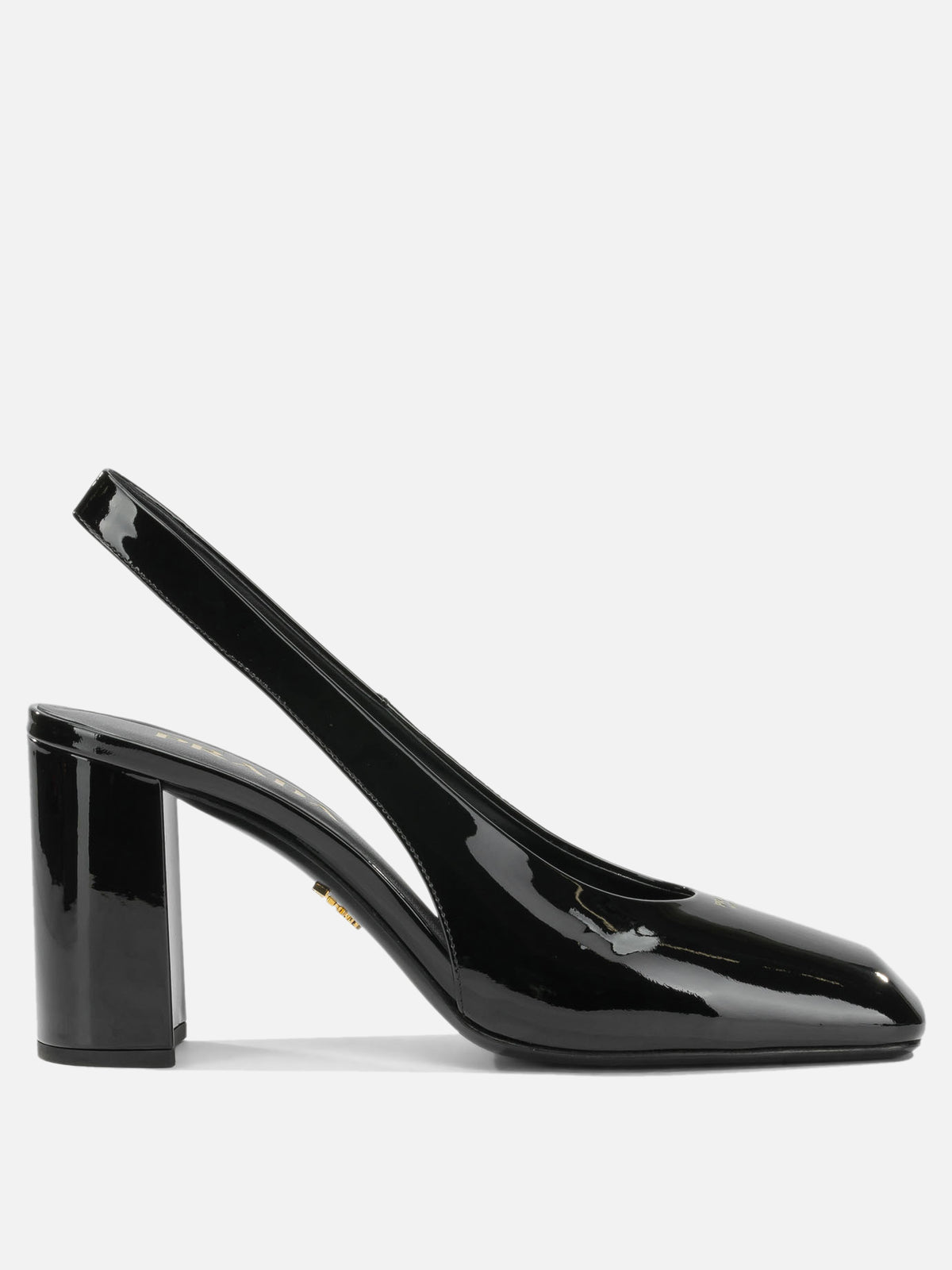 Prada 85MM Patent Leather Slingbacks Black