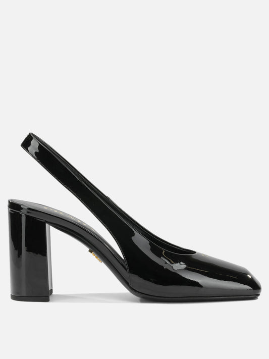 Prada 85MM Patent Leather Slingbacks Black

