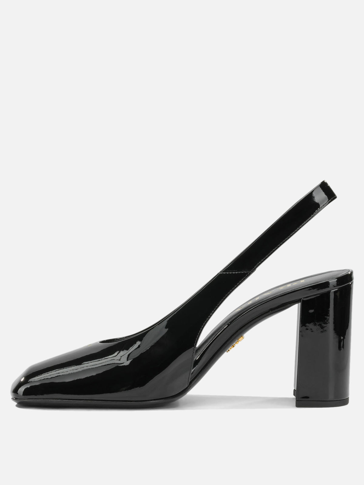 Prada 85MM Patent Leather Slingbacks Black