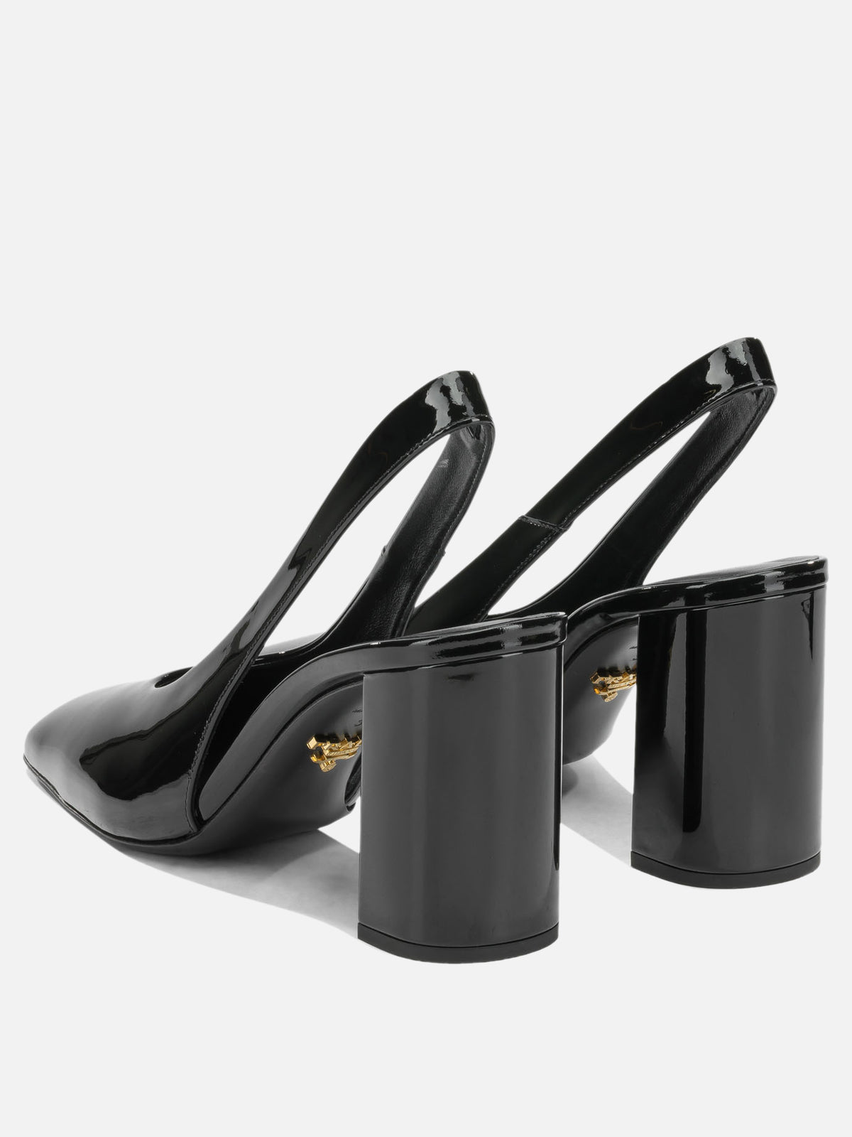 Prada 85MM Patent Leather Slingbacks Black