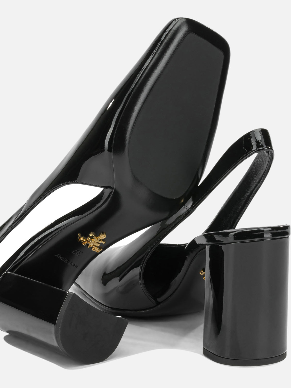 Prada 85MM Patent Leather Slingbacks Black - VIETTI