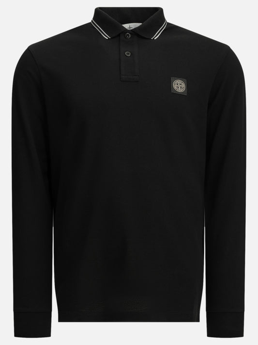 Stone Island Button-down polo shirt with logo Black

