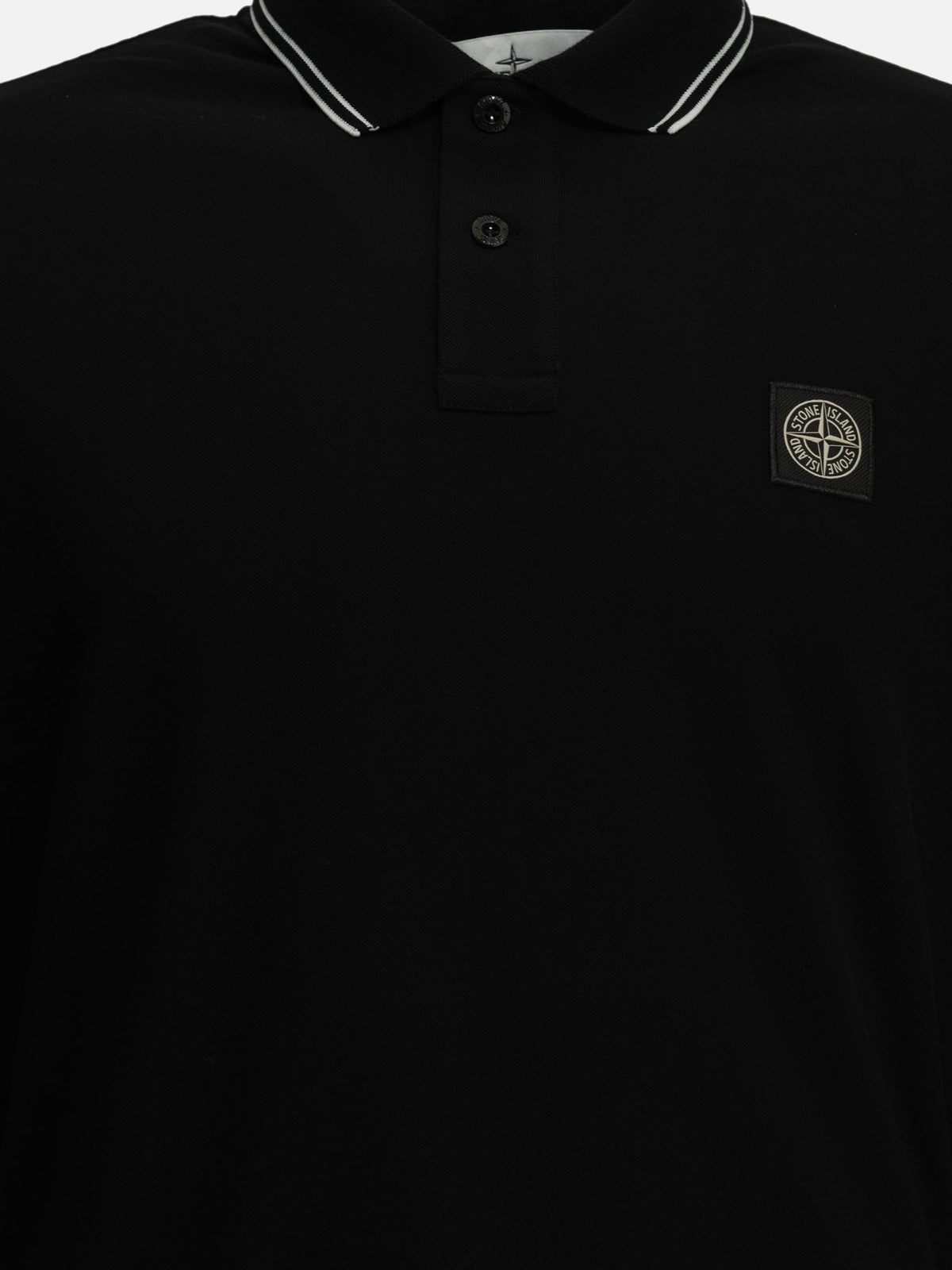 Stone Island Button-down polo shirt with logo Black - VIETTI