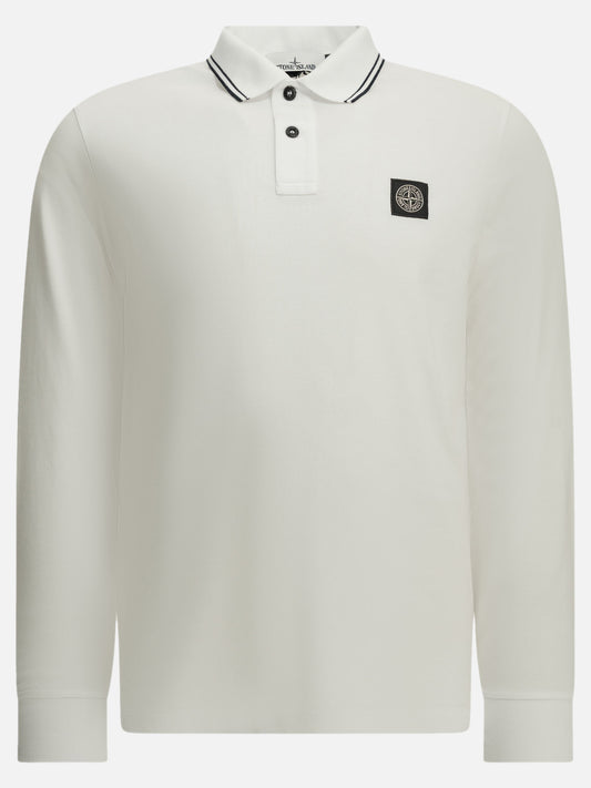 Stone Island Button-down polo shirt with logo White

