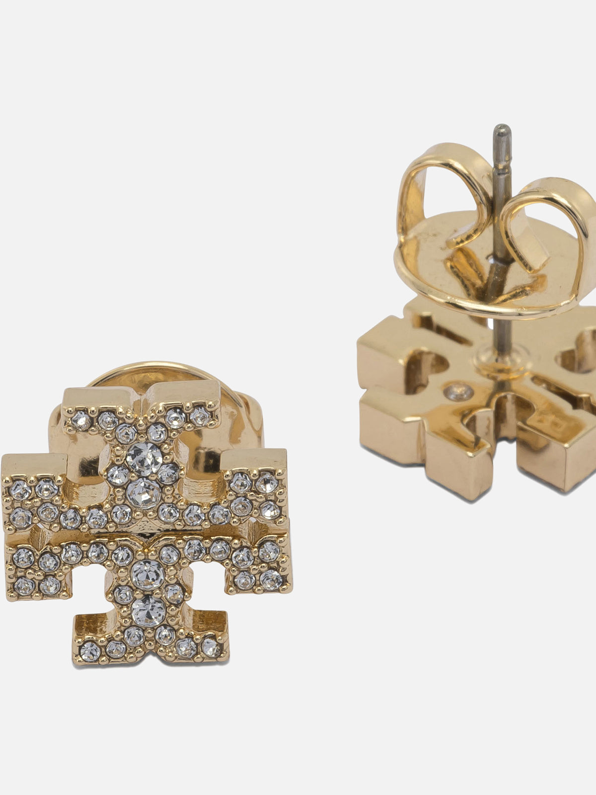 Tory Burch "Icon Pavé" Earrings Gold