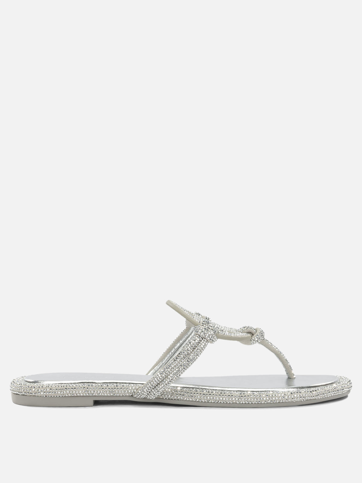 Tory Burch "Miller" Flat Sandals Silver

