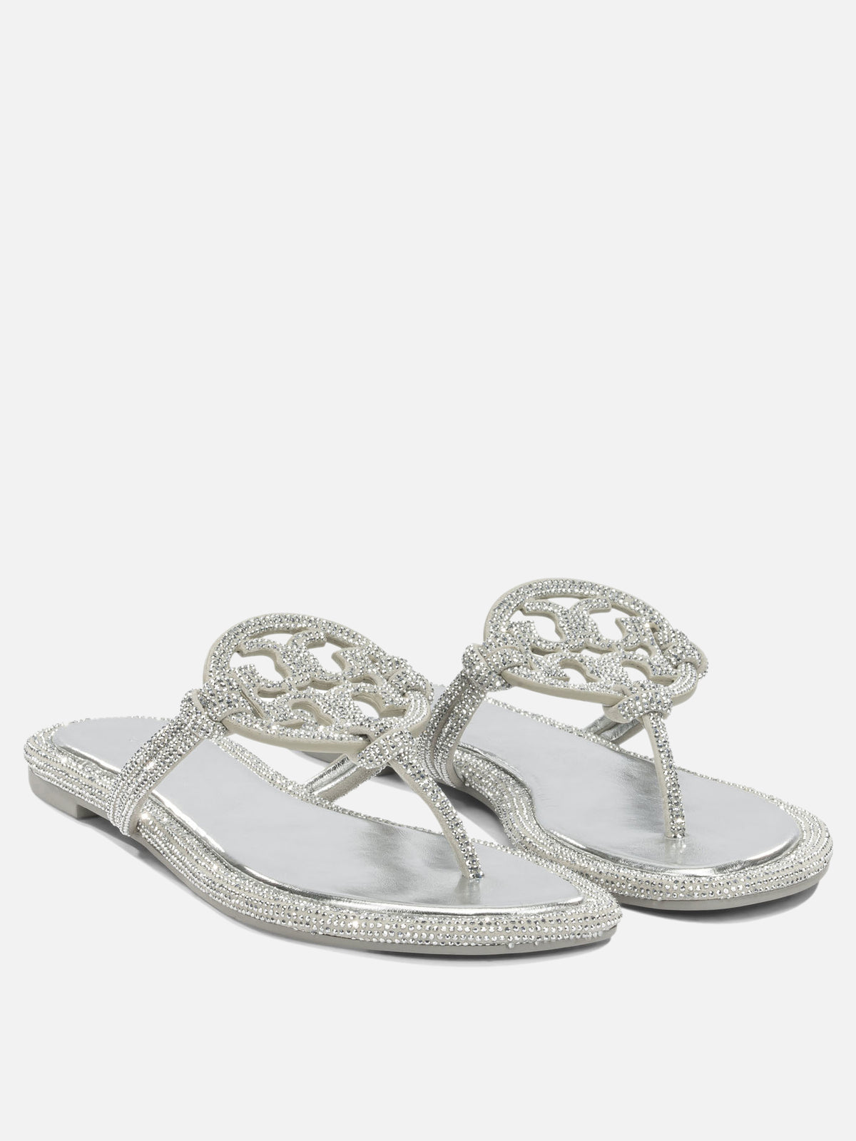 Tory Burch "Miller" Flat Sandals Silver - VIETTI
