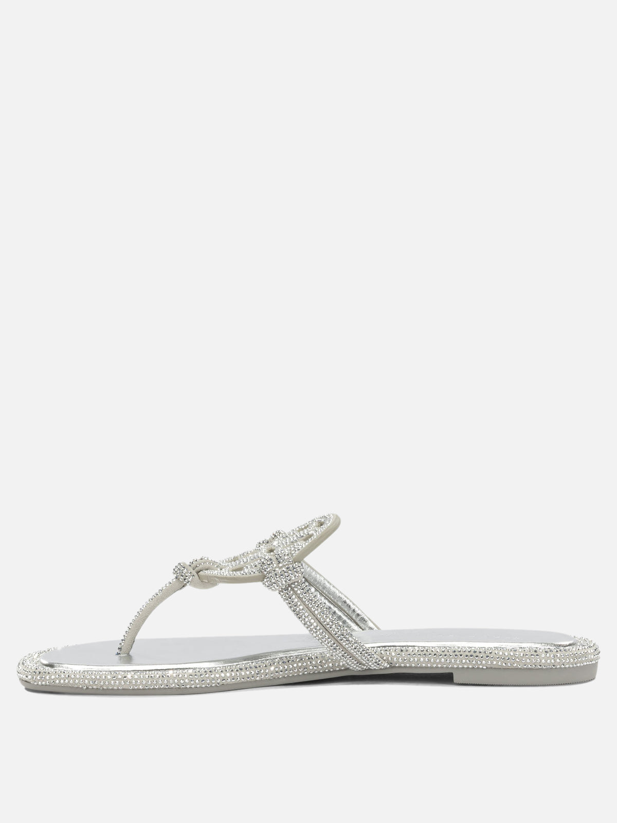 Tory Burch "Miller" Flat Sandals Silver