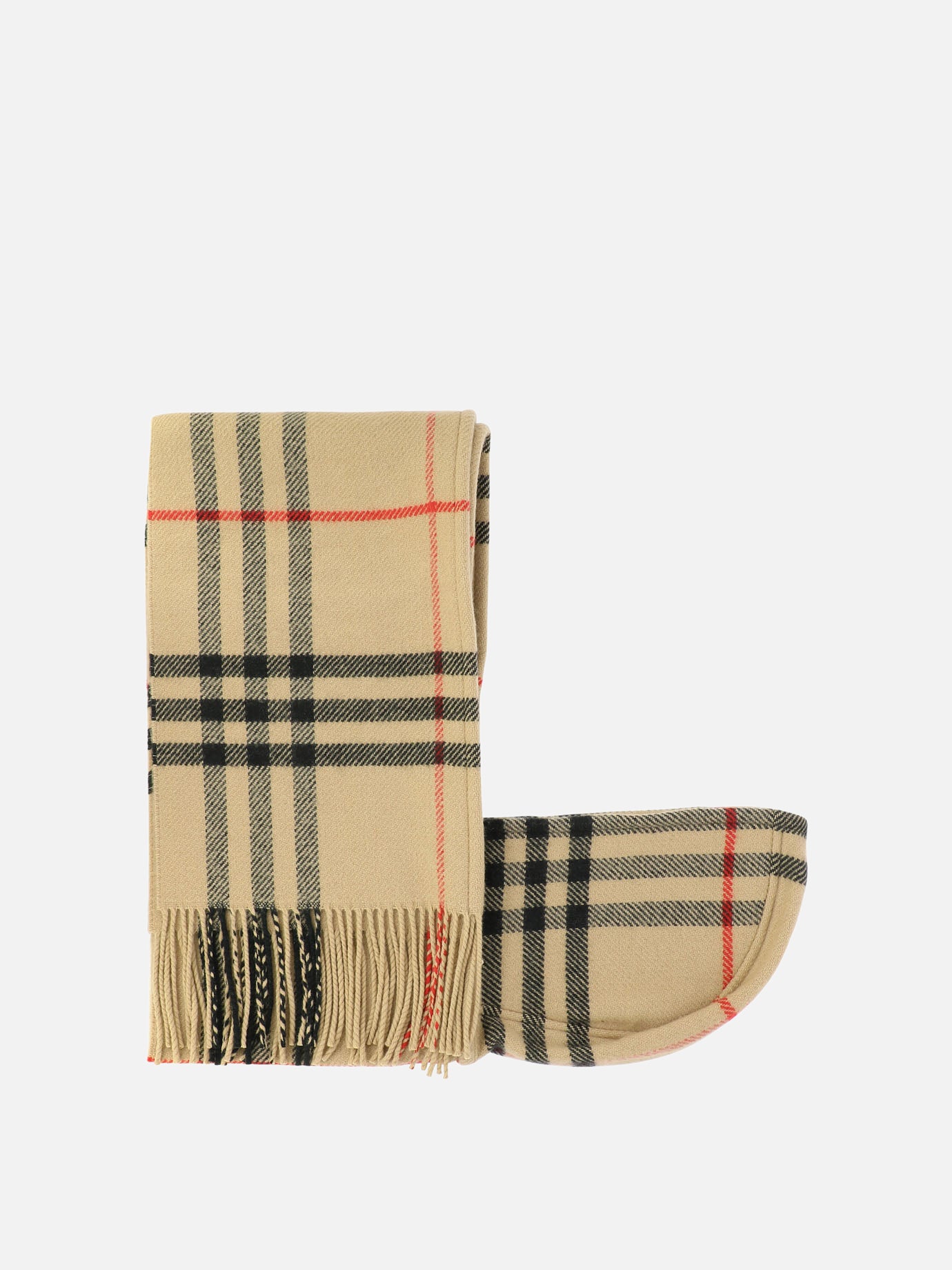 Sciarpe con frange 54% wool 46% cashmere  Beige - Burberry Donna | PDP | VIETTI Online Store | thumbnail