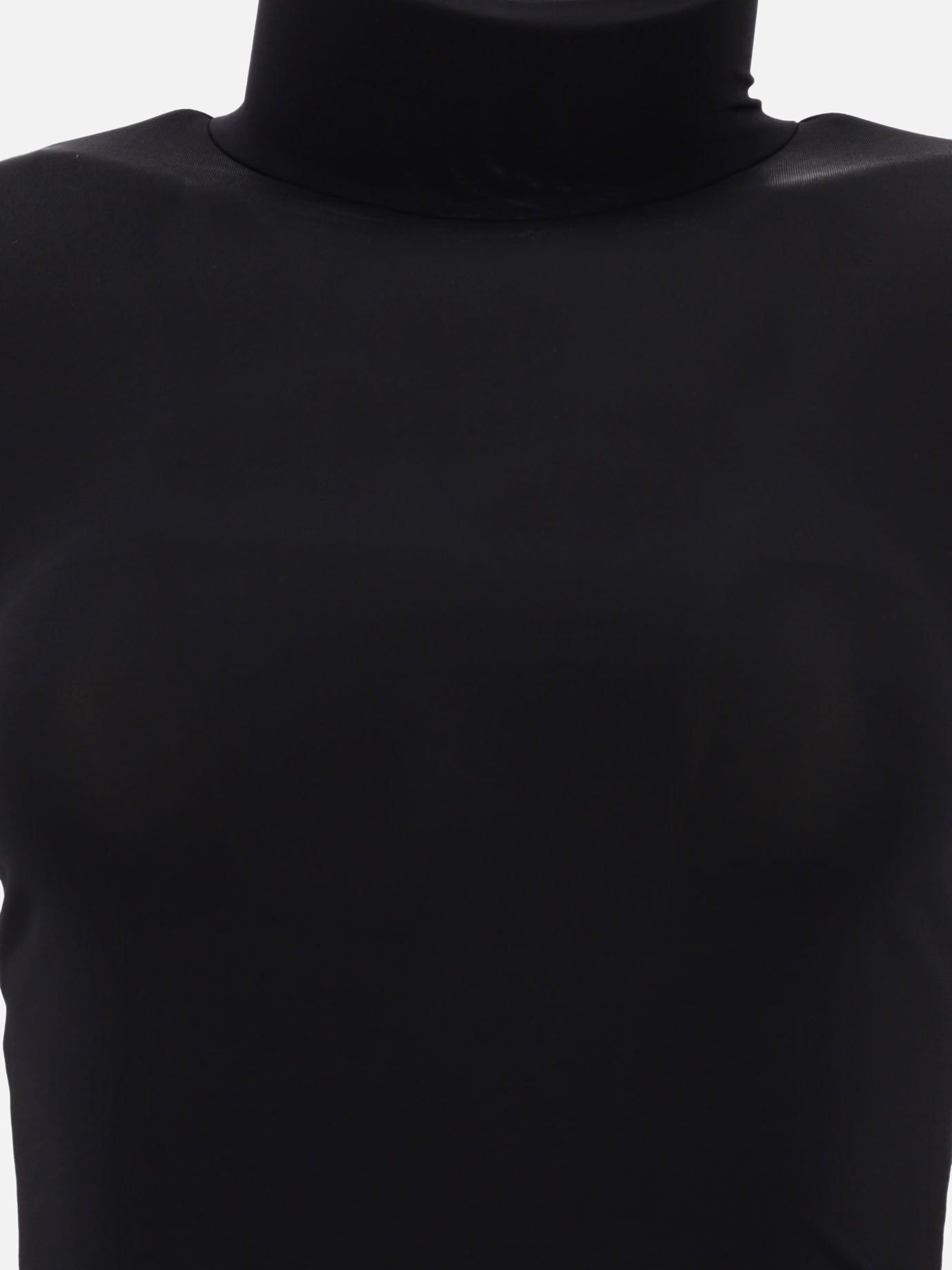 High neck top with godet cuffs