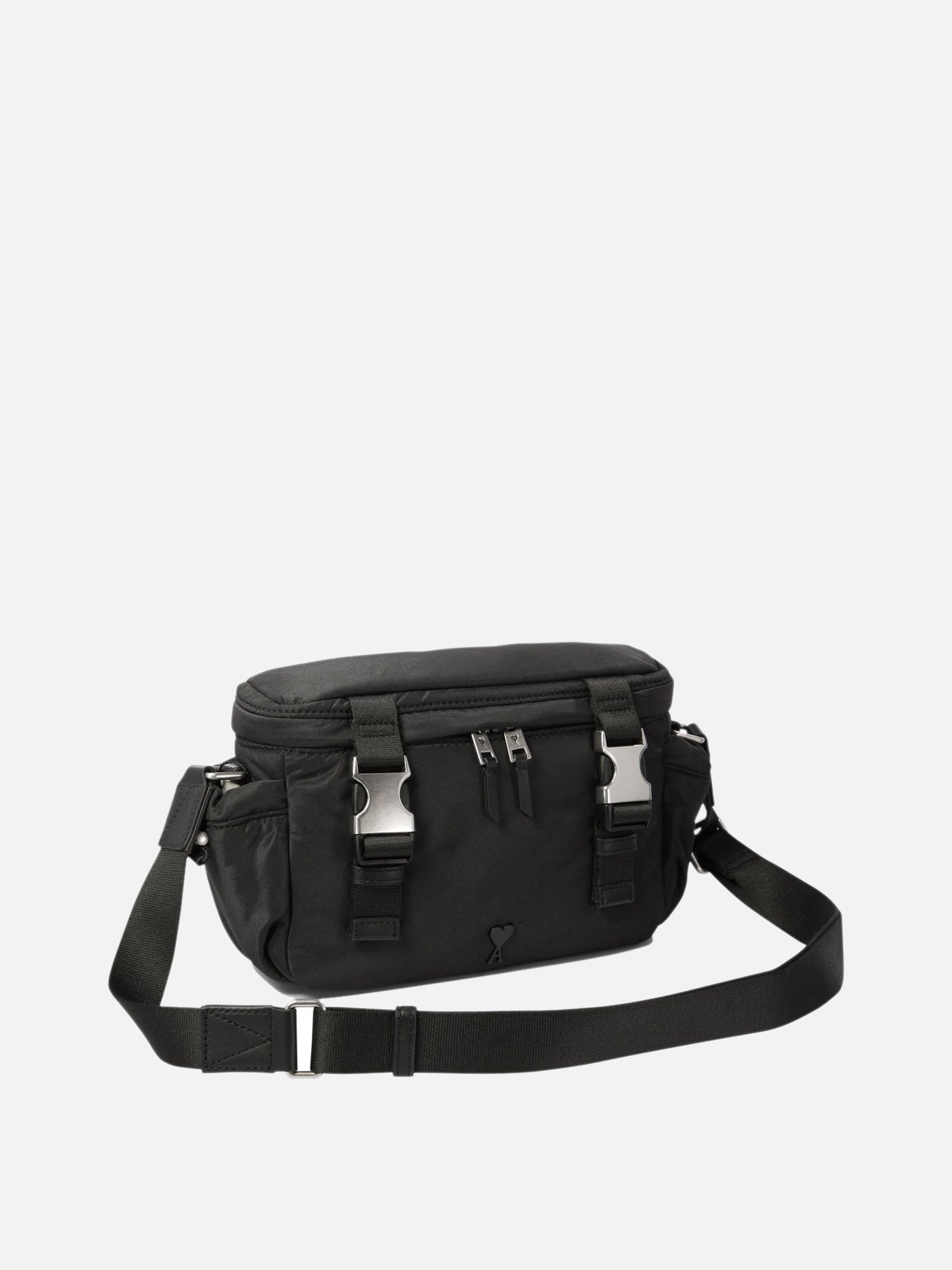 ★AMI ★Canvas Ami De Coeur MESSENGERバック BLACK OLIVE Ami de Coeur Messenger Bag | AMI PARIS