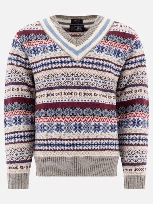 V neck sweaters Textured knit  Grey - Beams Plus Men | PLP | VIETTI Online Store 
