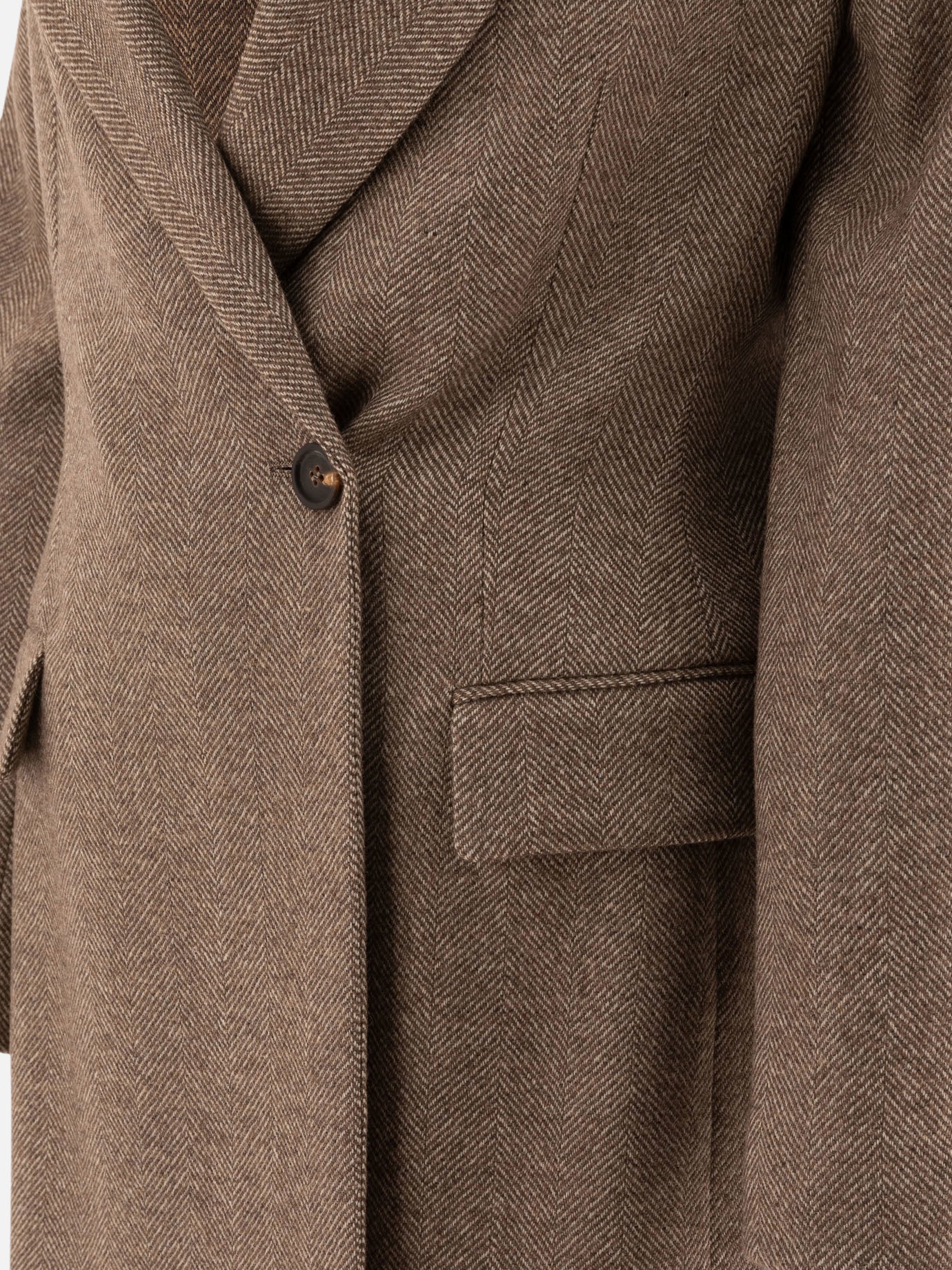 Brunello Cucinelli Brushed techno wool chevron blazer with monili Brown