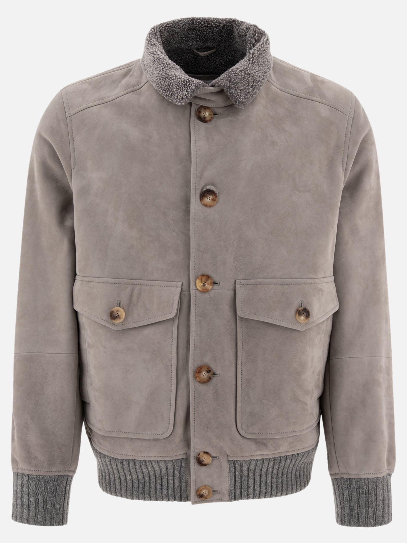 Giacche shearling Solid colour  Grigio - Brunello Cucinelli Uomo | PDP | VIETTI Online Store | thumbnail