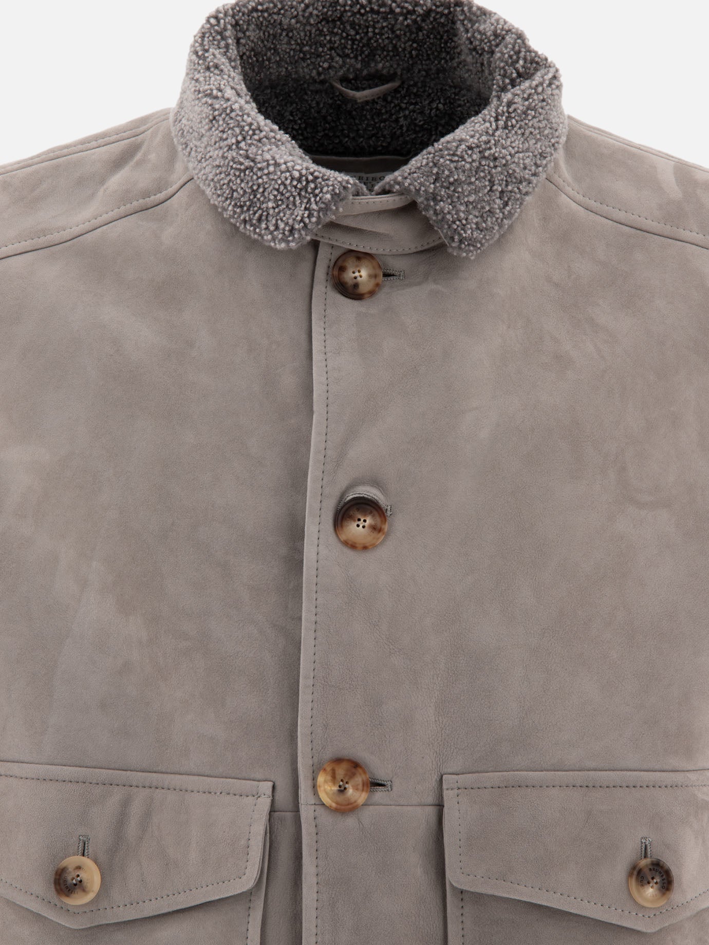 Giacche shearling Solid colour  Grigio - Brunello Cucinelli Uomo | PDP | VIETTI Online Store | thumbnail_3