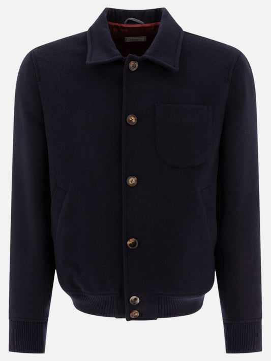 Bomber Solid colour  Blu - Brunello Cucinelli Uomo | PLP | VIETTI Online Store 
