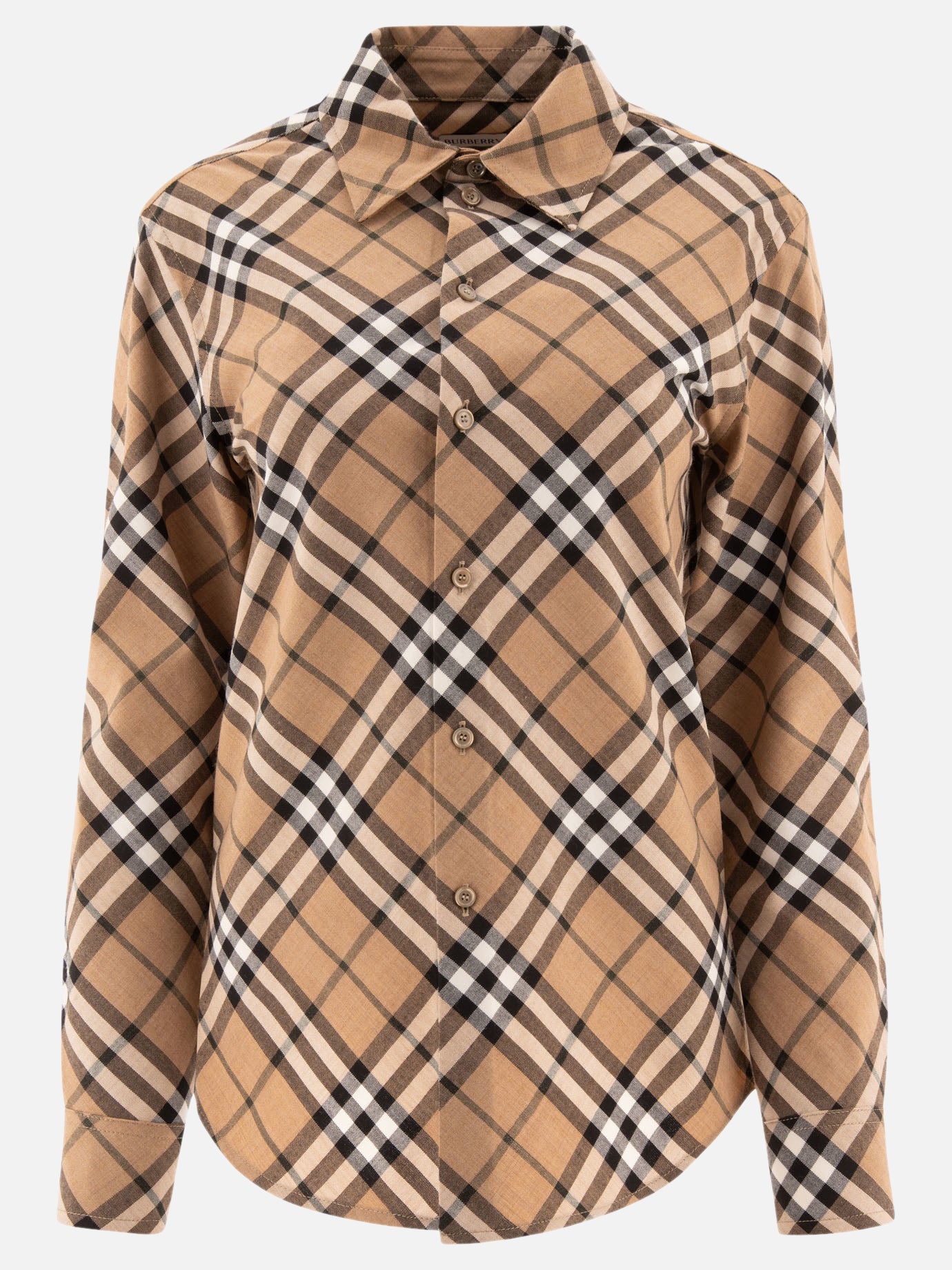Burberry Wool blend shirt with Check motif Beige Women VIETTI