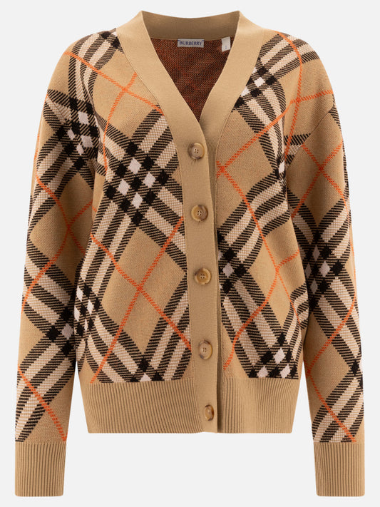 Burberry Wool-blend check cardigan Beige