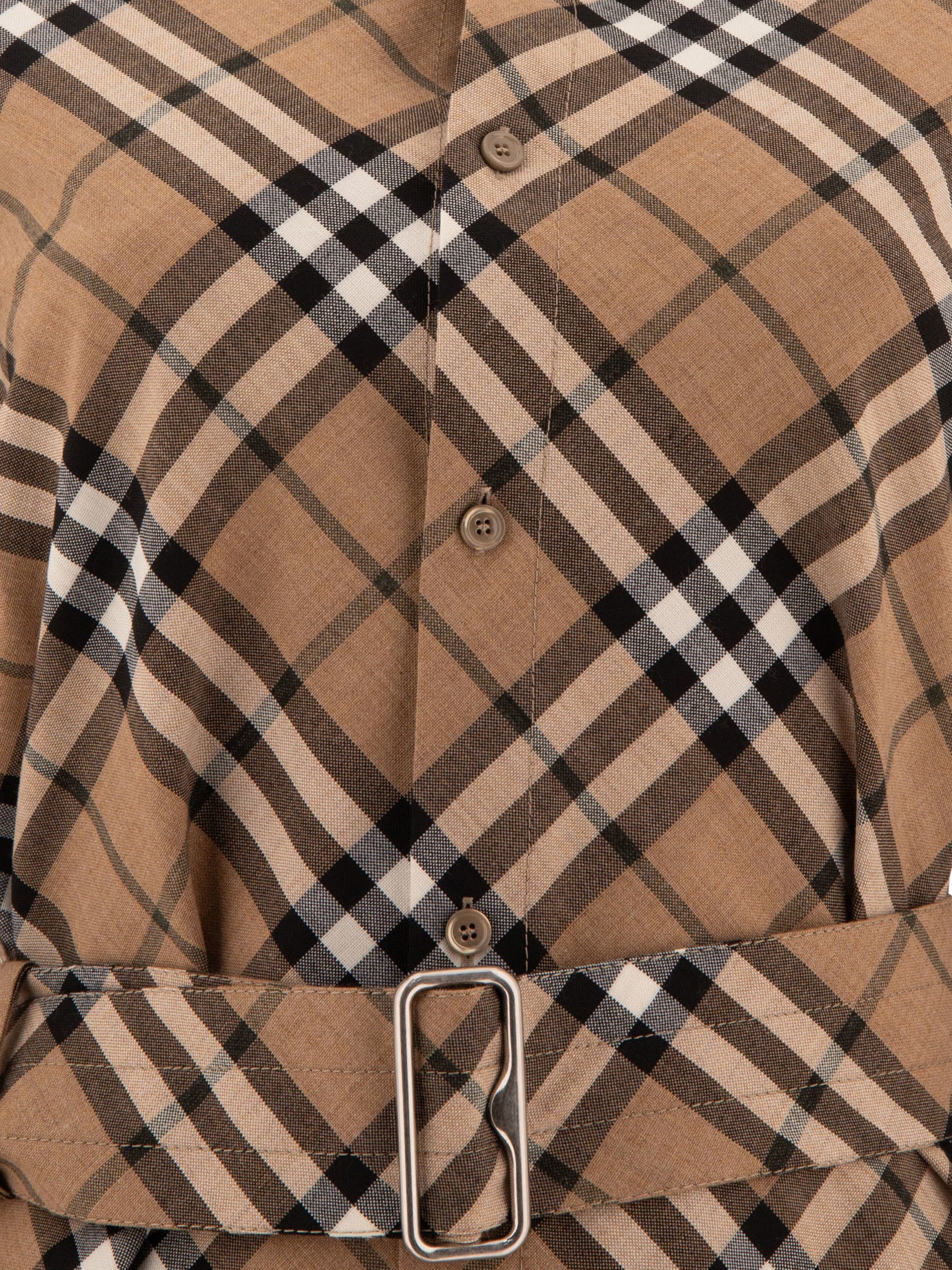 ワンピース Burberry FW24 Check wool blend shirt dress (8095080) Burberry Check wool blend shirt dress Beige - Women | VIETTI