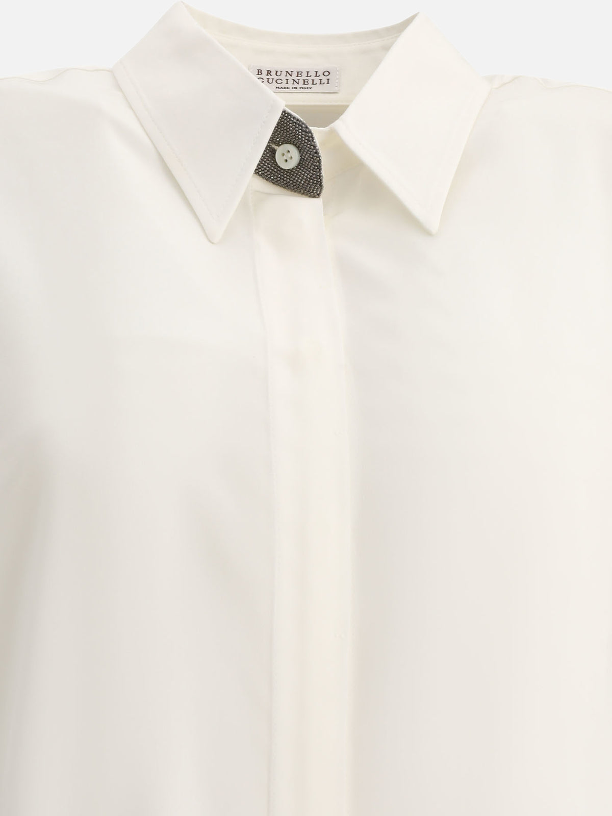 Brunello Cucinelli Crepe de chine shirt with Precious Buttonhole White