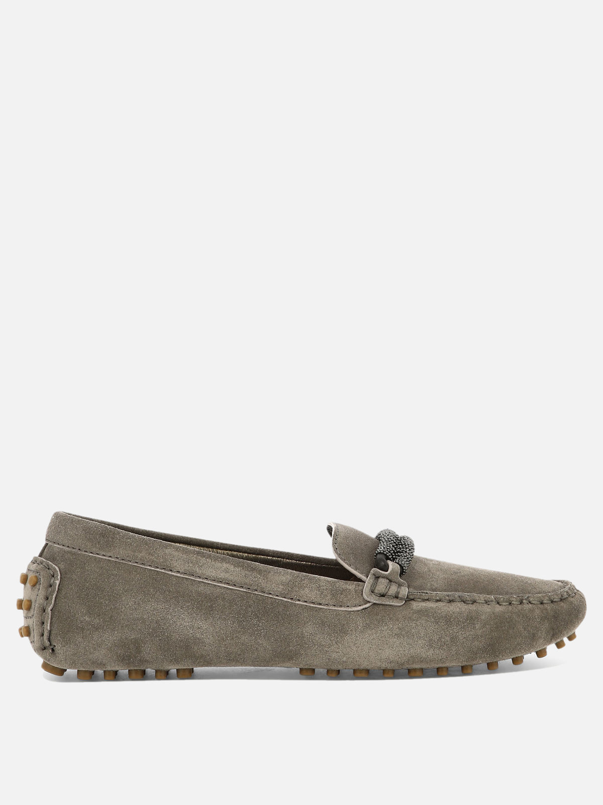 Brunello Cucinelli Suede loafers with jewel detailing Brown