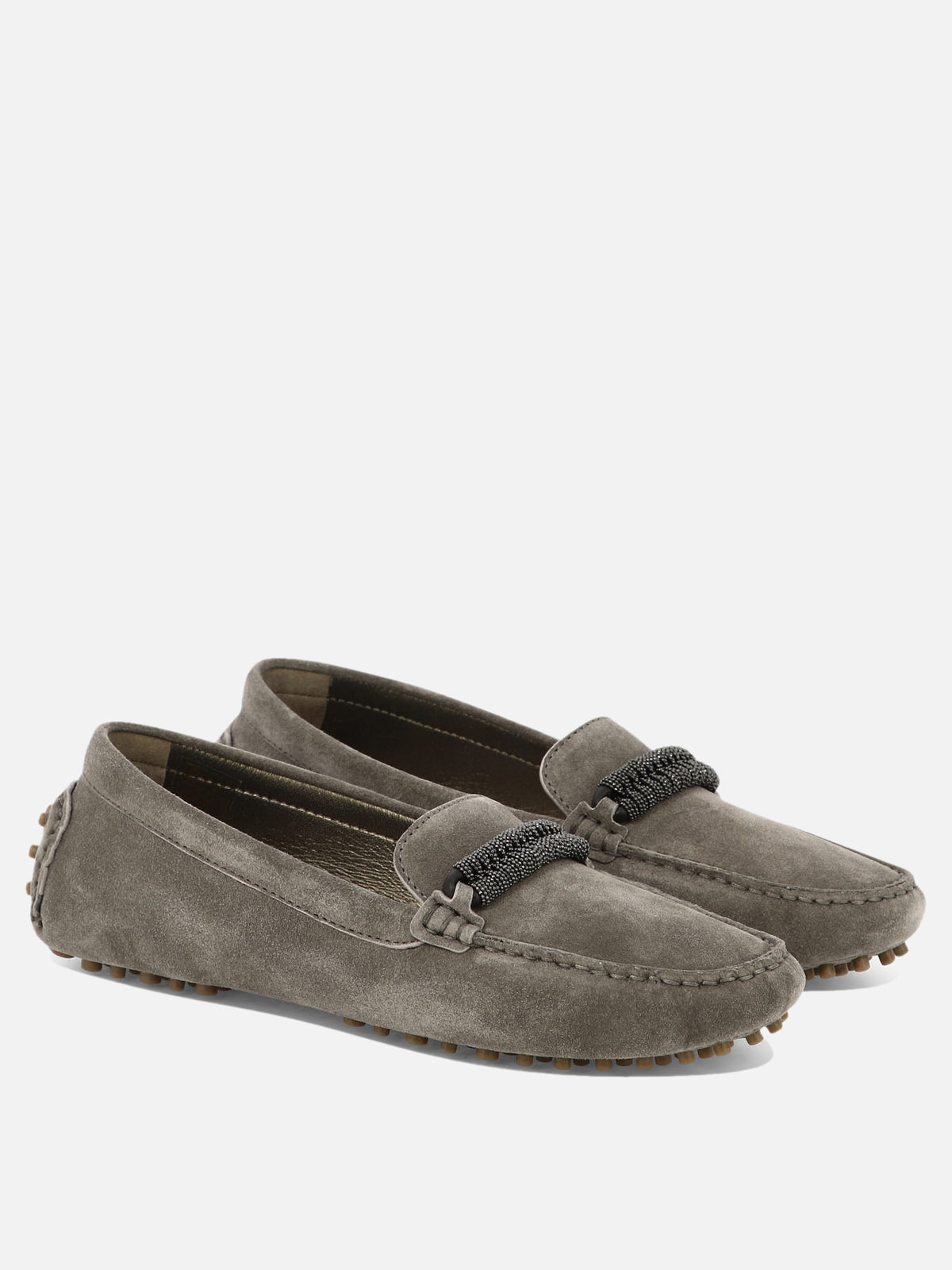 Brunello Cucinelli Suede loafers with jewel detailing Brown - VIETTI