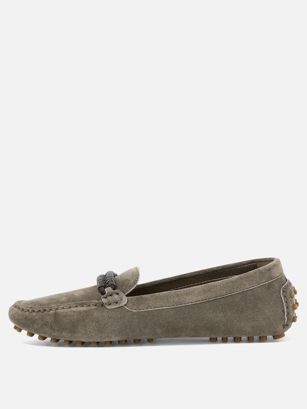 Brunello Cucinelli Suede loafers with jewel detailing Brown