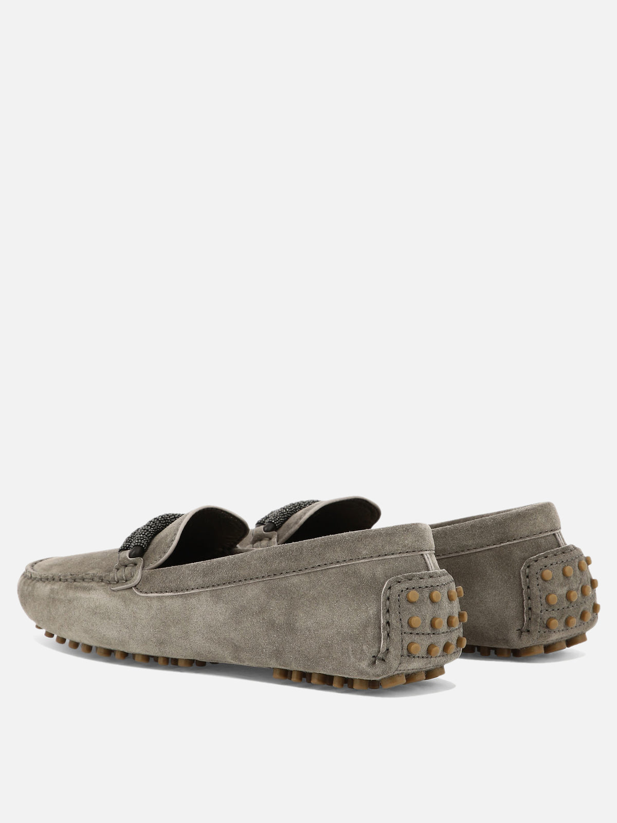 Brunello Cucinelli Suede loafers with jewel detailing Brown - VIETTI