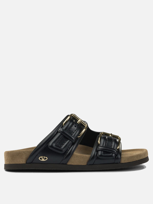 Sandali bassi 100% calf leather - 100% rubber  Nero - Valentino Garavani Donna | PDP | VIETTI Online Store 
