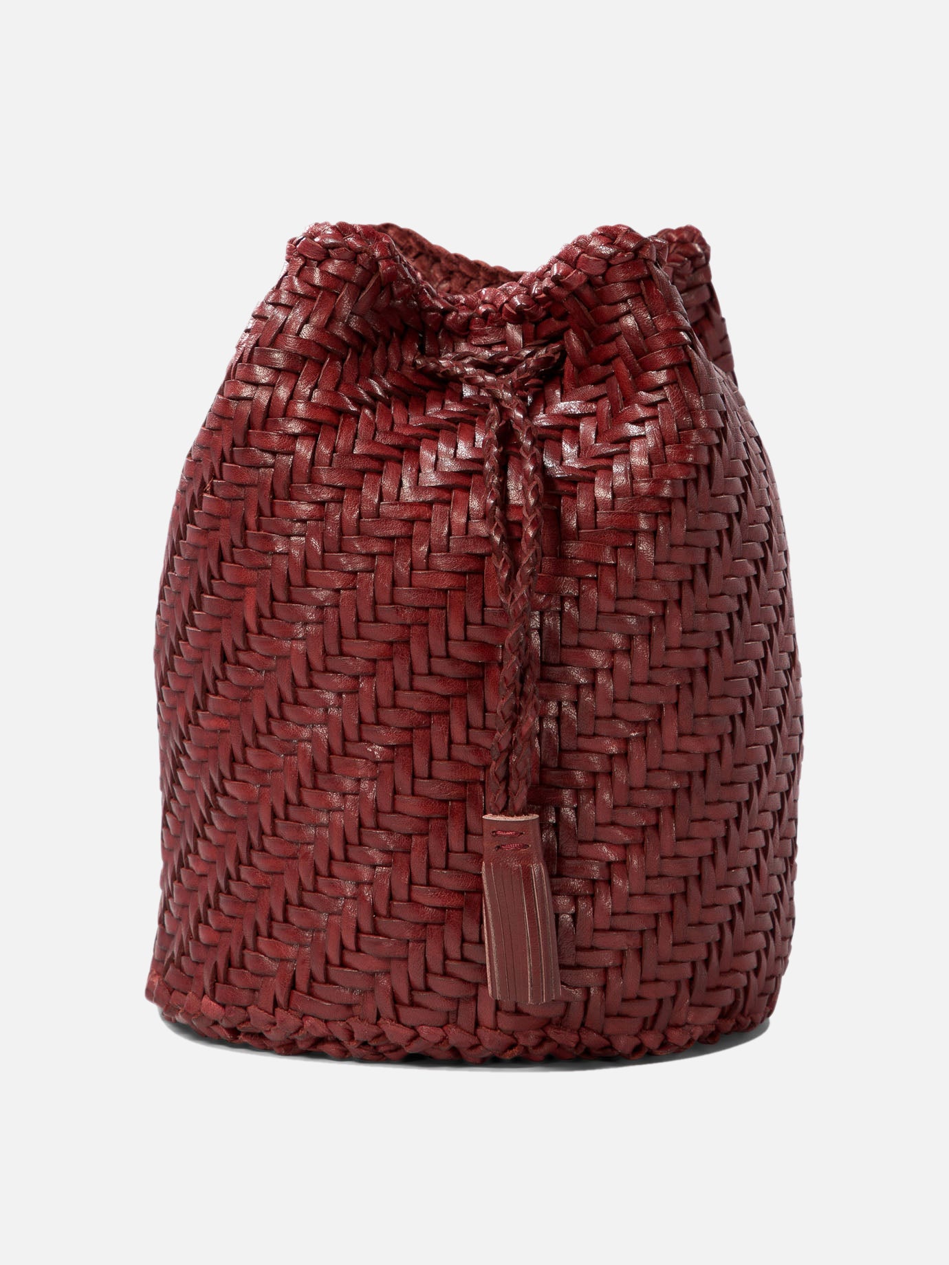 Dragon Diffusion "Pompom Double Jump" bucket bag Bordeaux