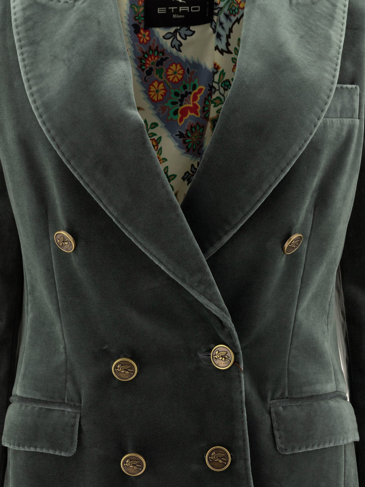 Etro Double-breasted velvet blazer Grey