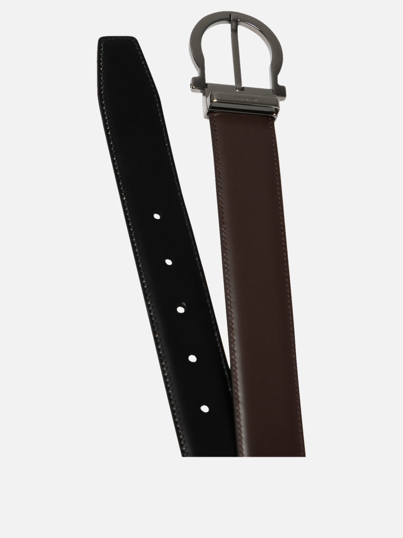 Ferragamo "Gancini" reversible and adjustable belt Brown