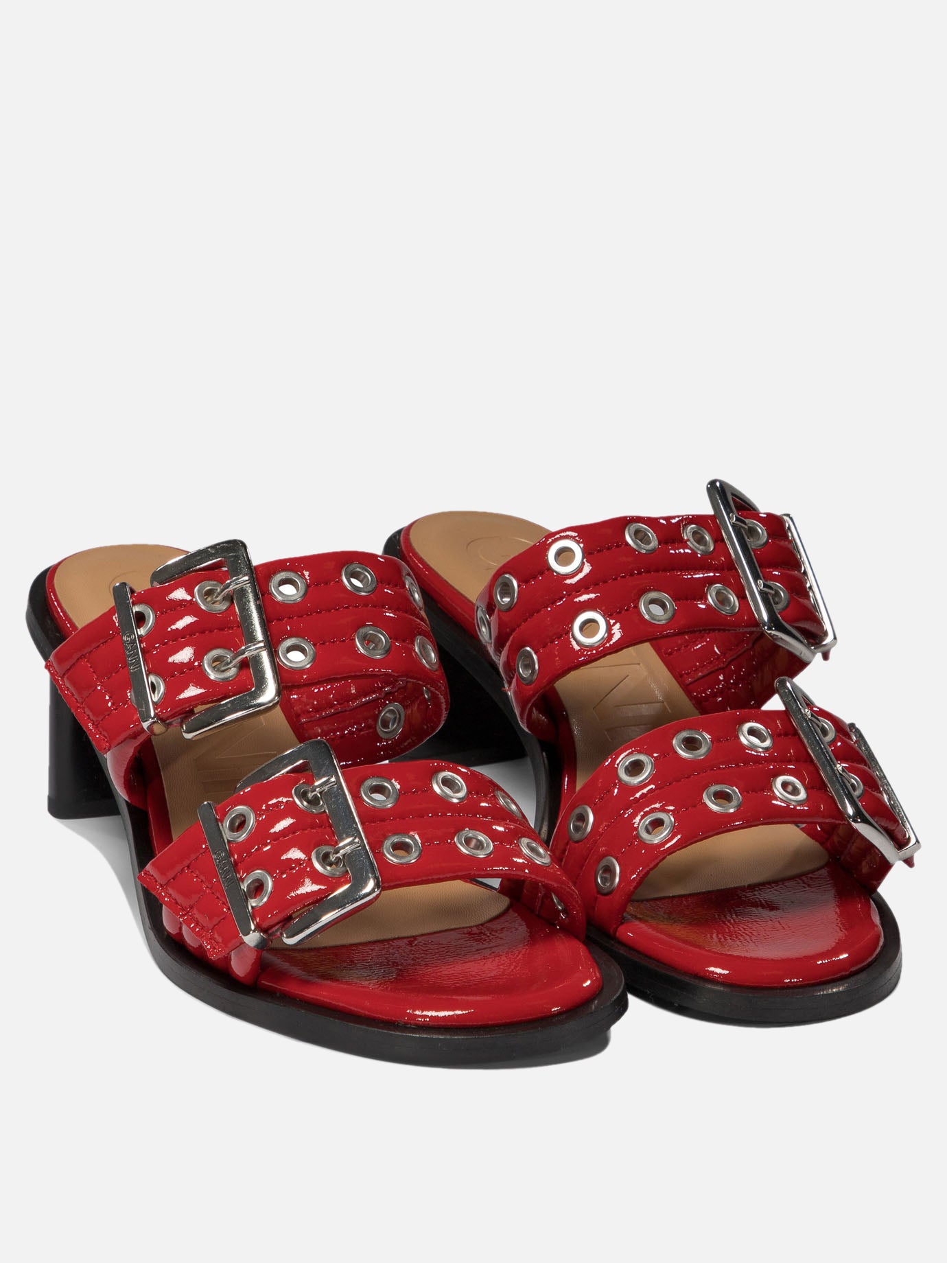 Ganni "Buckle" mules Red