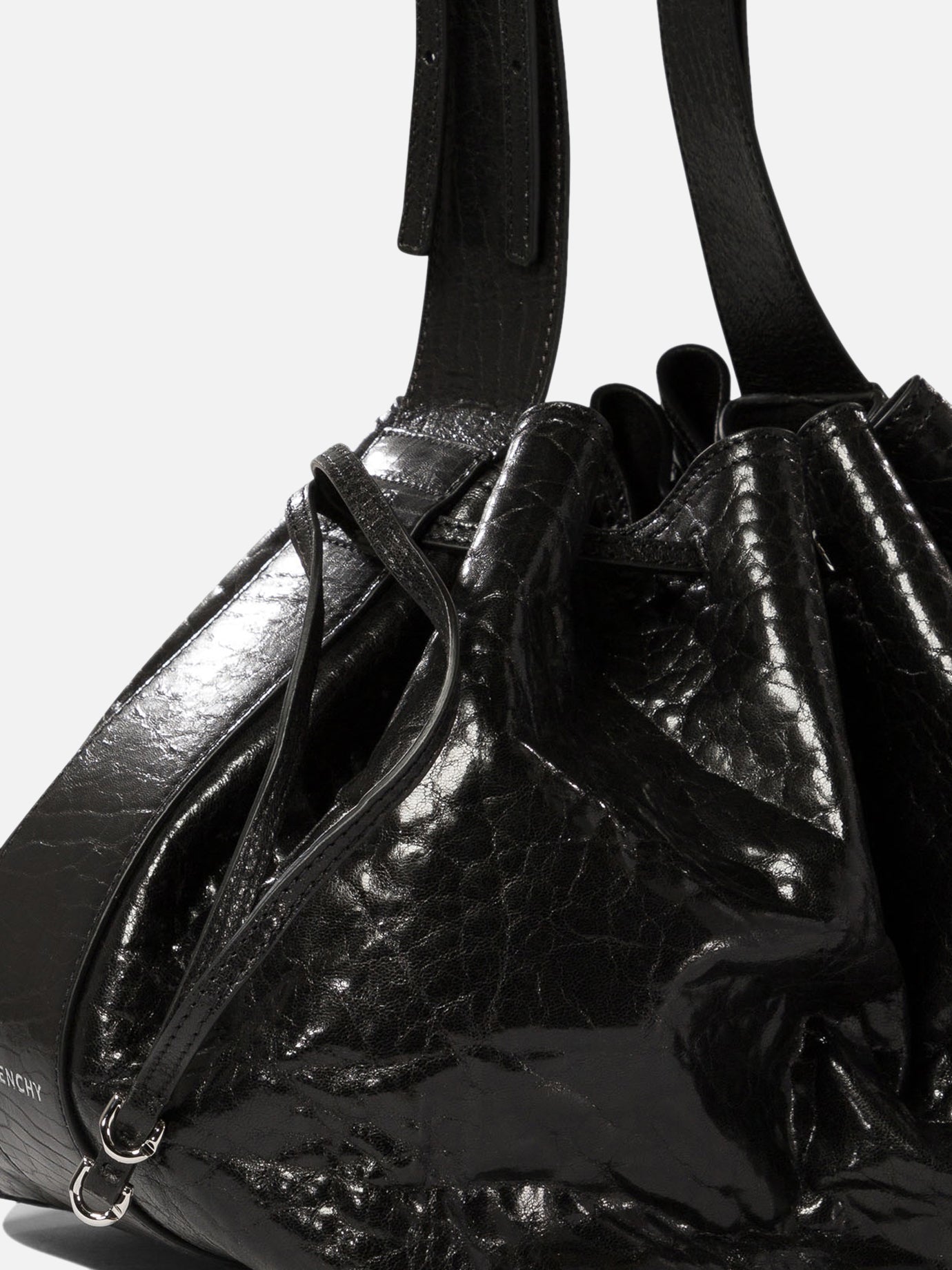 Givenchy "Pumpkin Medium" shoulder bag in craquelé patent leather Black