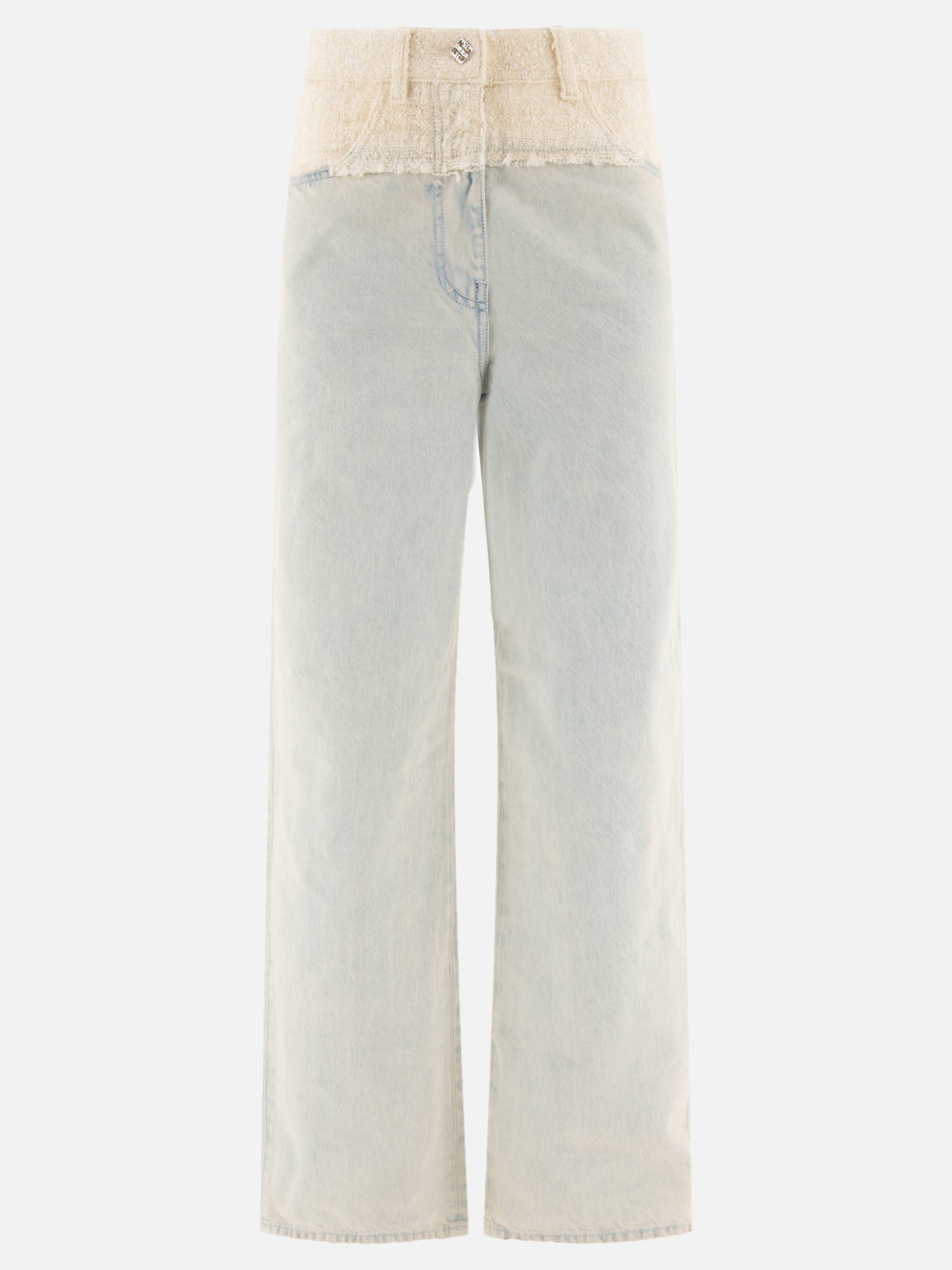 Vietti Givenchy Jeans oversize in misto denim e tweed con dettaglio 4G