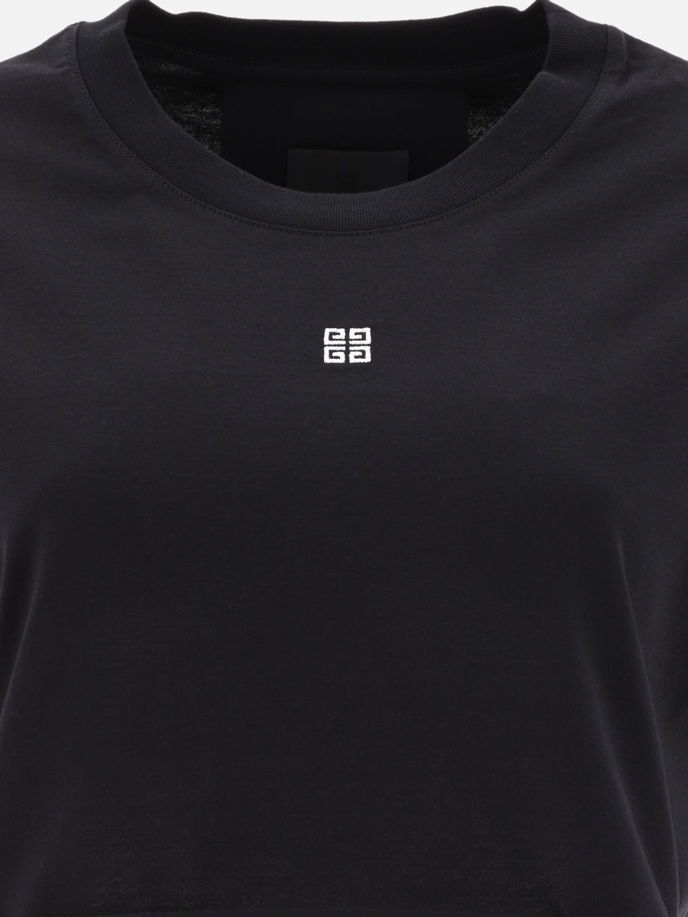 Cropped t-shirt with embroidered logo