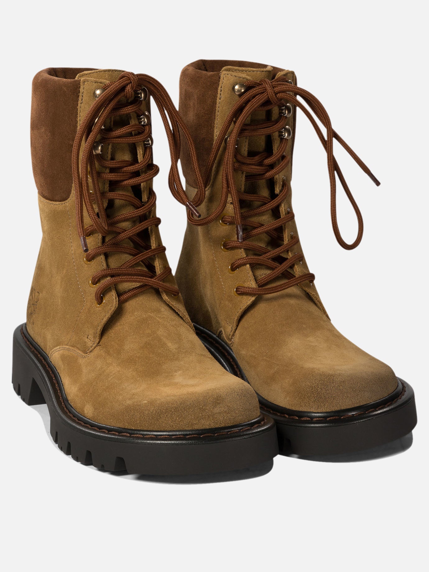 Loewe "Sierra" combat boot in suede Beige