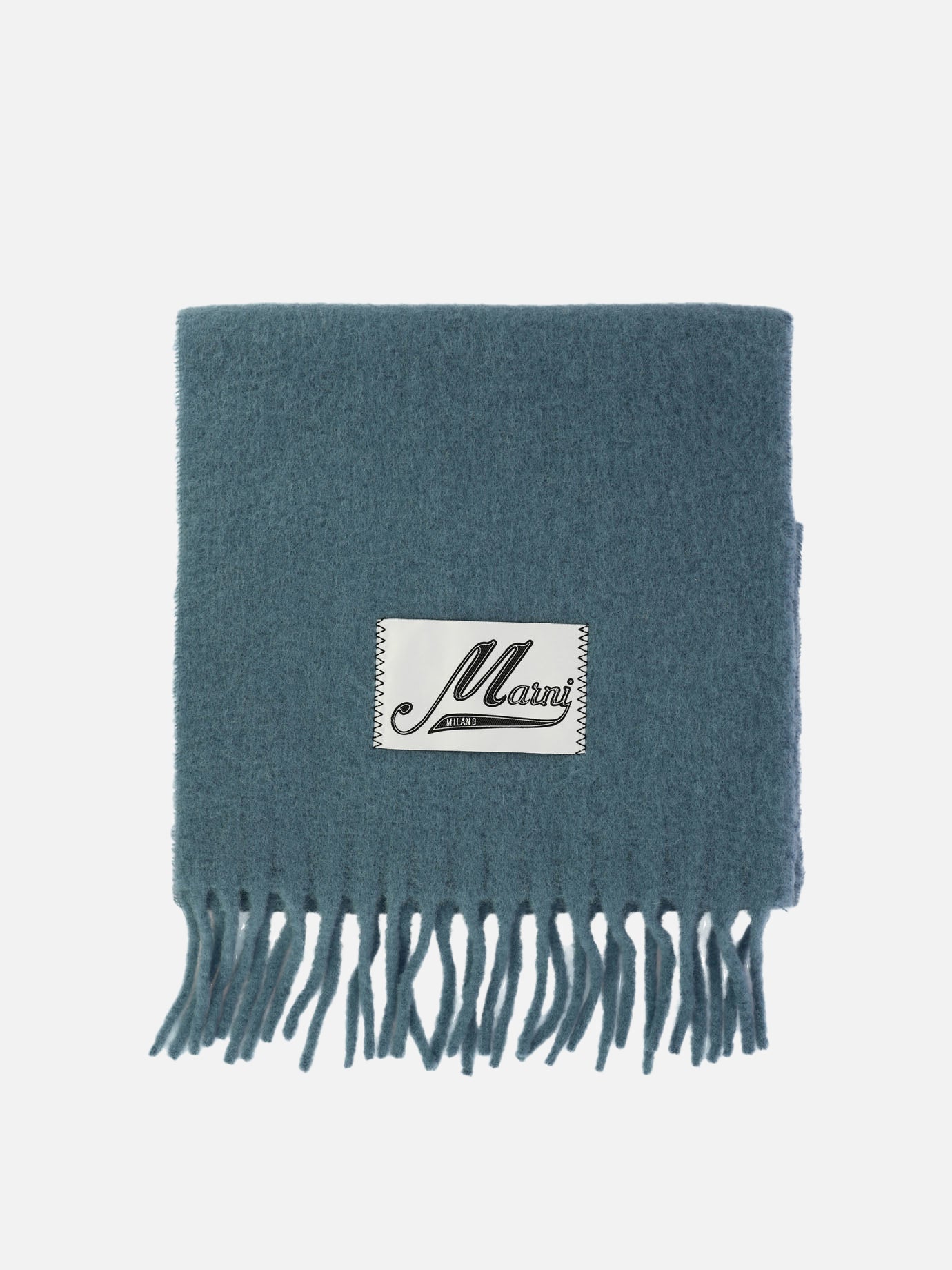 Marni Scarf with logo patch Light blue