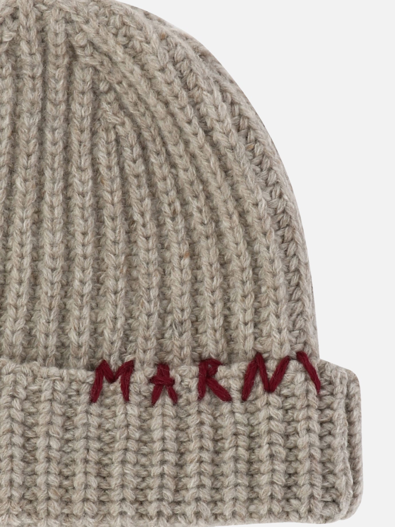 Marni Beanie with embroidered logo Beige