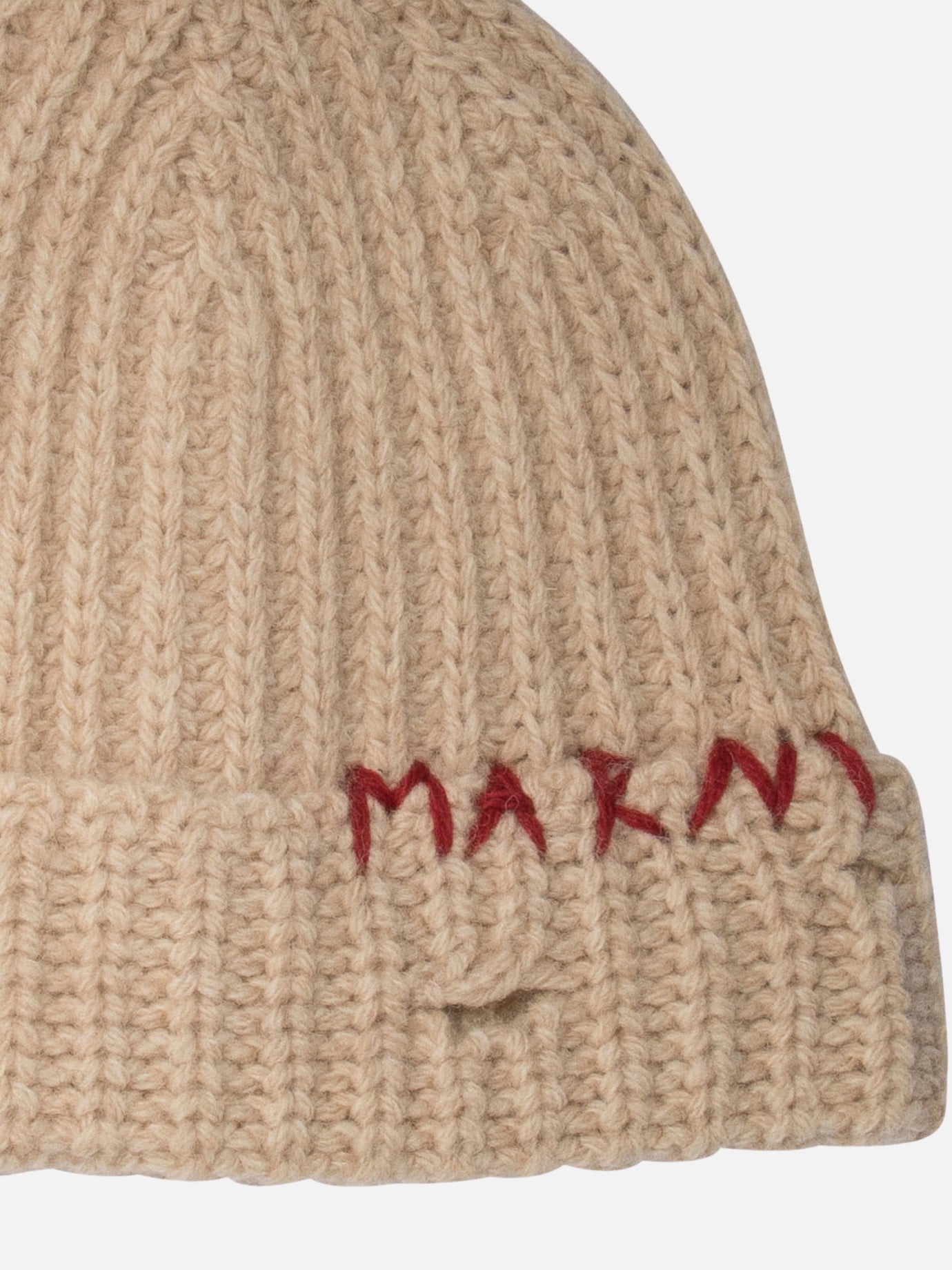 Shetland wool beanie with Marni mending