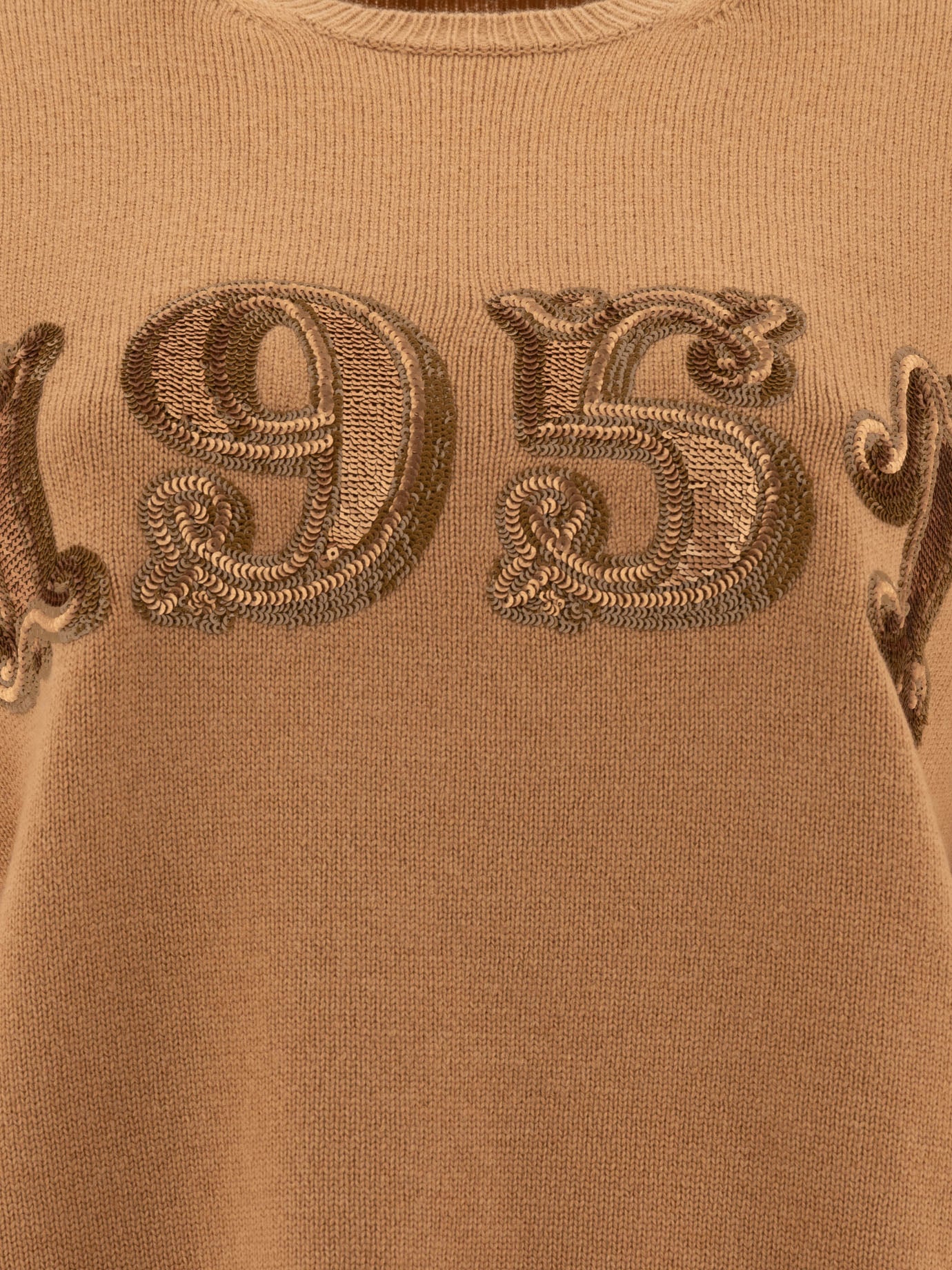 Max Mara "Plata" wool, cashmere and sequins sweater Brown