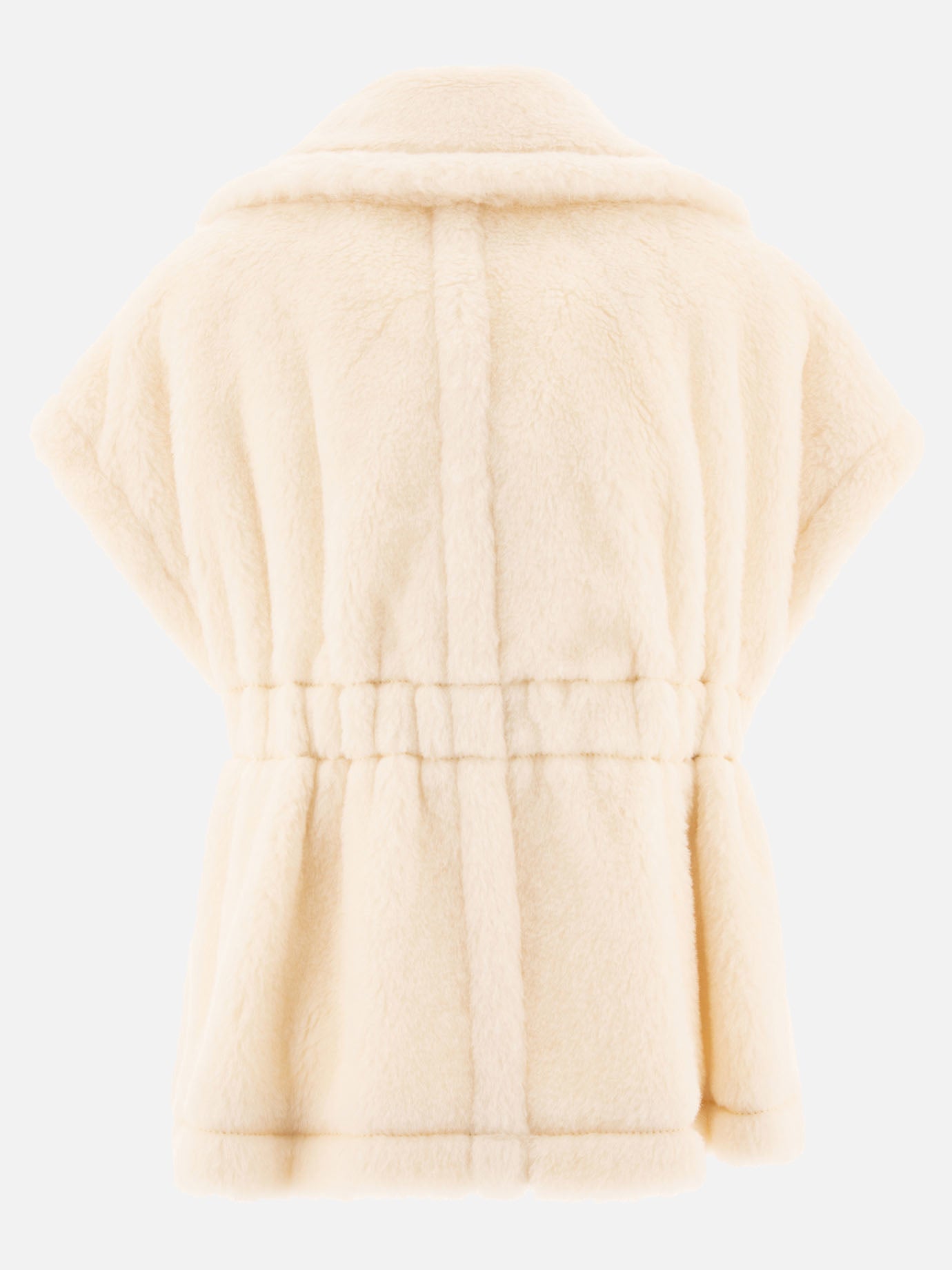 Max Mara Teddy fabric short cape White