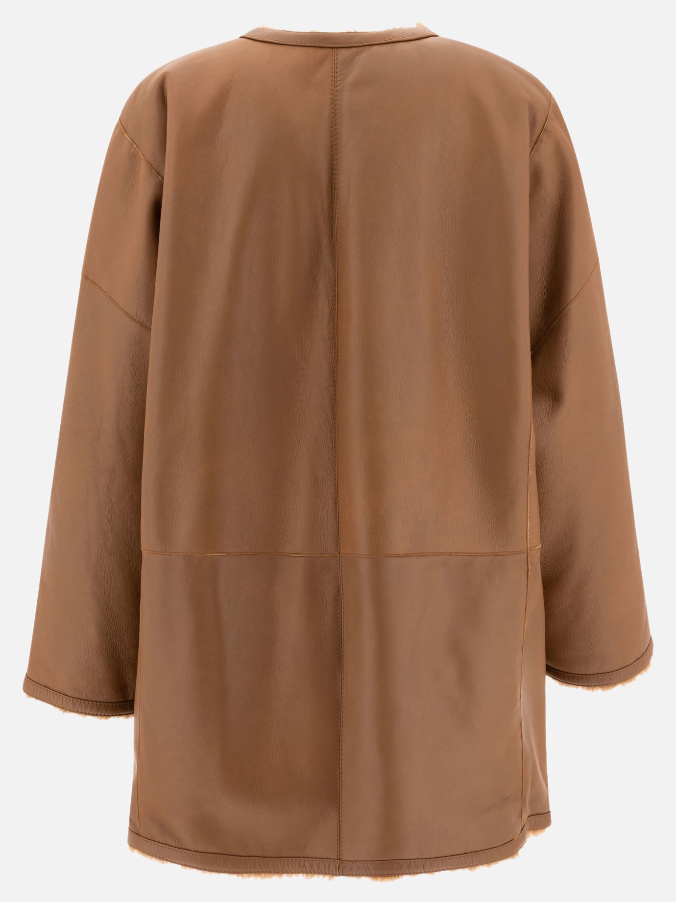 Max Mara Atelier Lacon shearling reversible coat Brown