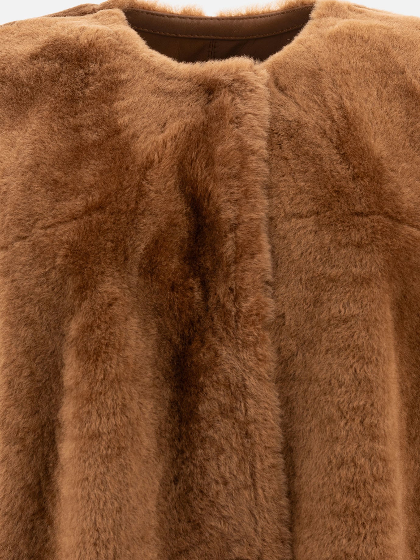 Max Mara Atelier Lacon shearling reversible coat Brown