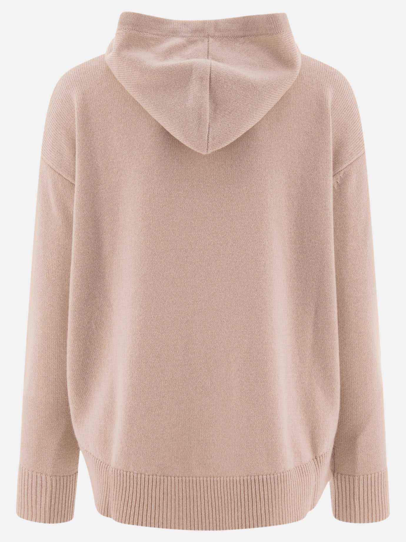 Max Mara S "Gorizia" knit hoodie in wool and cashmere Beige