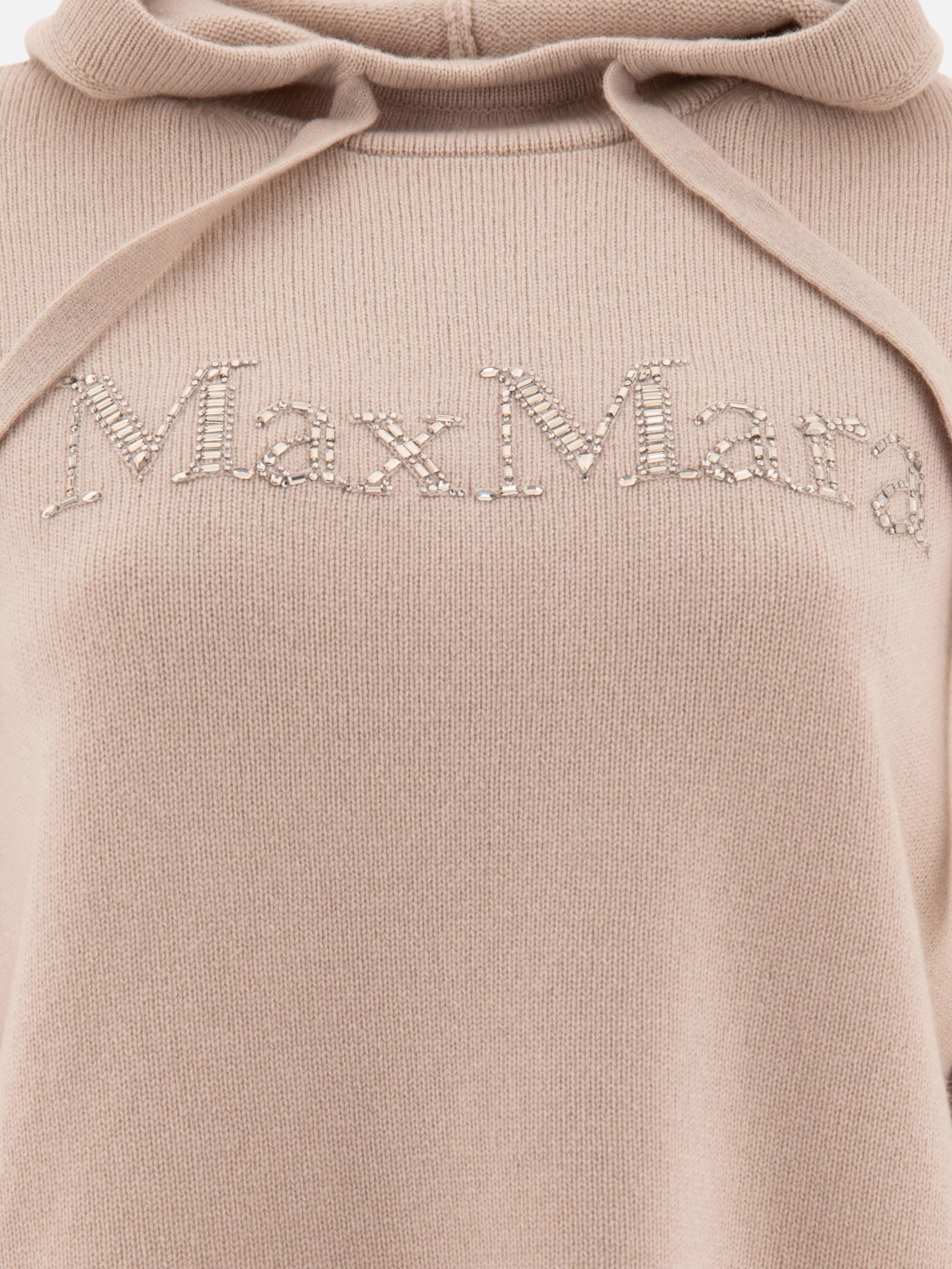 Max Mara S "Gorizia" knit hoodie in wool and cashmere Beige